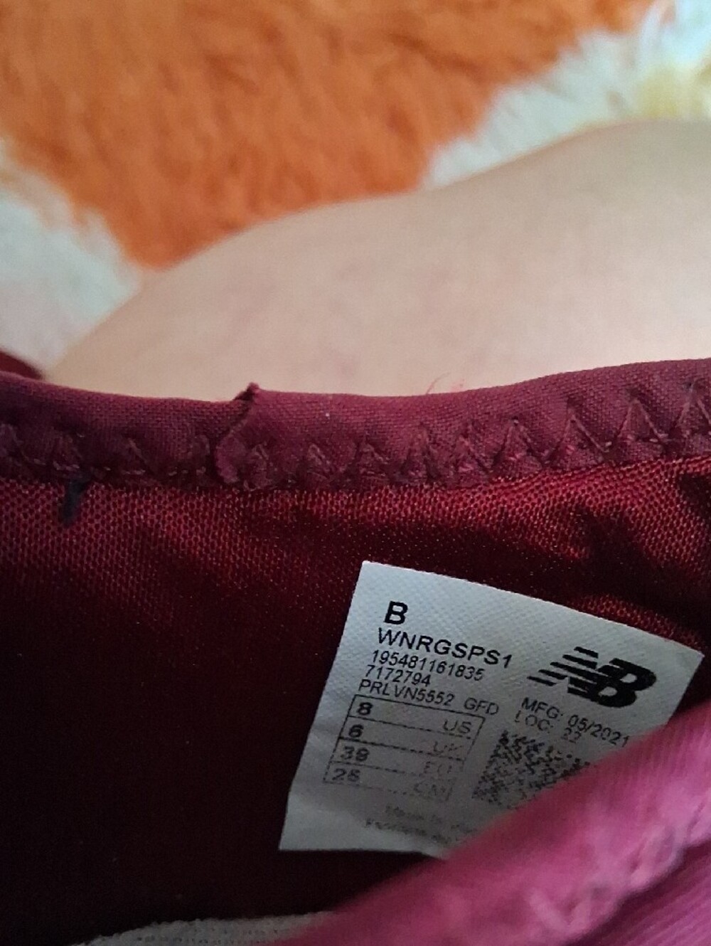 New Balance Maroon Sneakers with Pink Accent Womes 8 - Picture 6 of 8